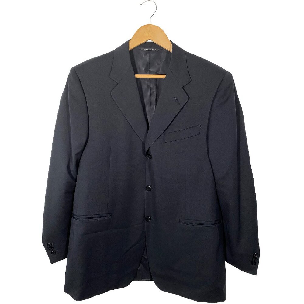 Canali Single Breasted Wool Blazer Size 50R Black